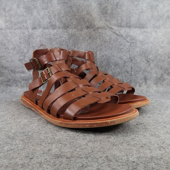 Time and Tru Shoes Womens 11 Sandal Gladiator Flat Ankle Straps Zip Brown Casual - Picture 1 of 13